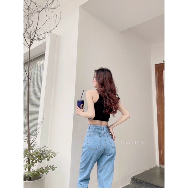 Quần Baggy Jean Nữ Trơn Lưng Cao Đủ Size Siêu Đẹp Ms080
