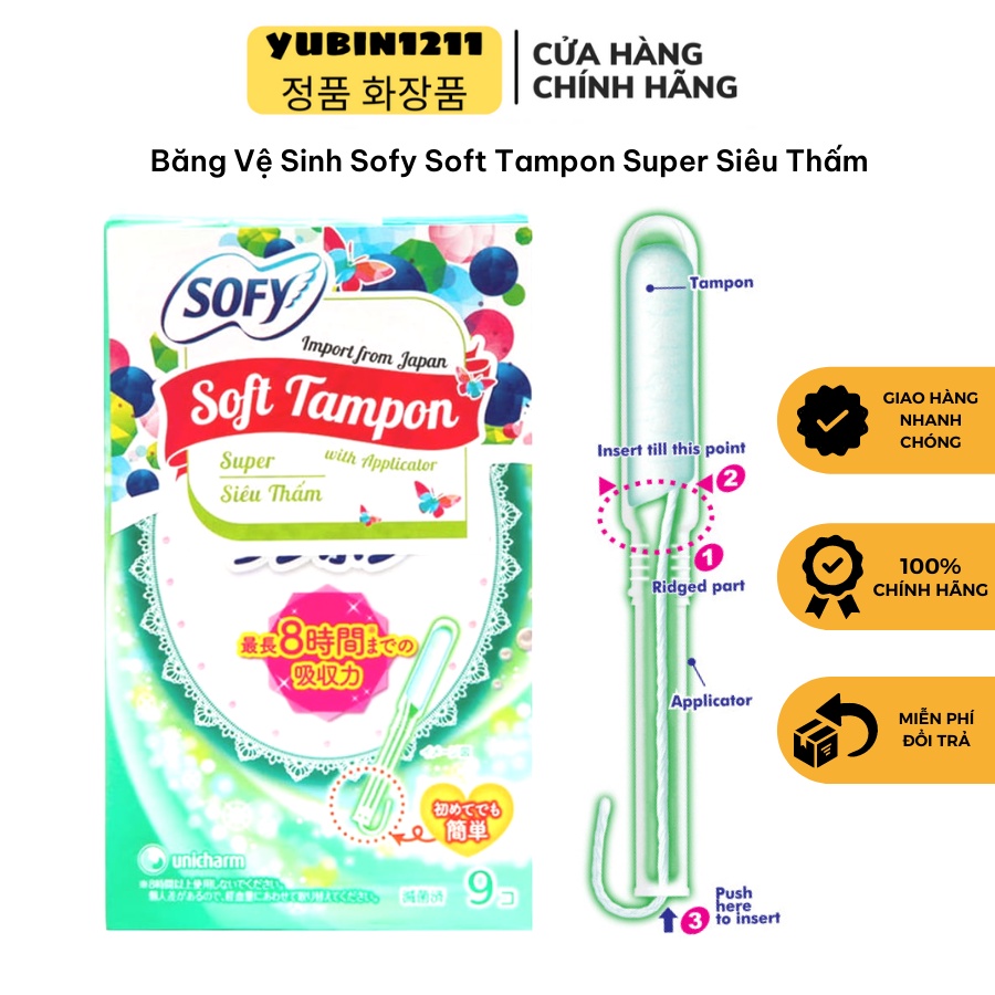 BVS Tampon Siêu Thấm, Băng Vệ sinh Tampon Dạng Ông Sofy Soft Tampon Super Nhật Bản