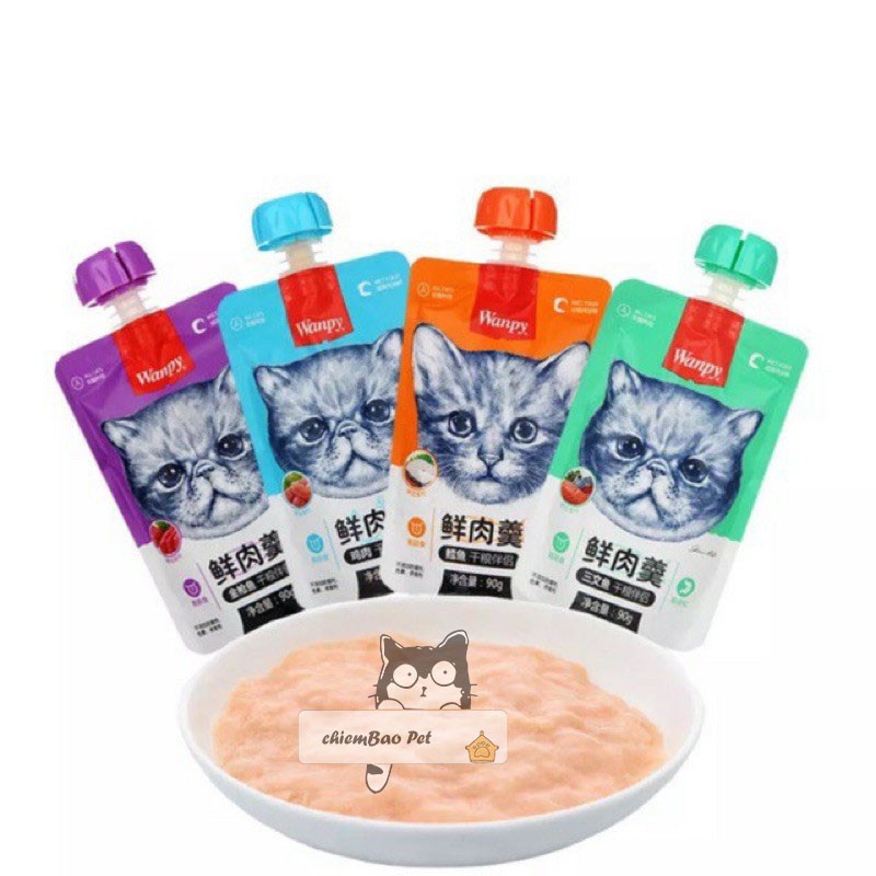 Sốt thưởng Wanpy nắp vặn súp wanpy cho mèo 90g (có bán sỉ)