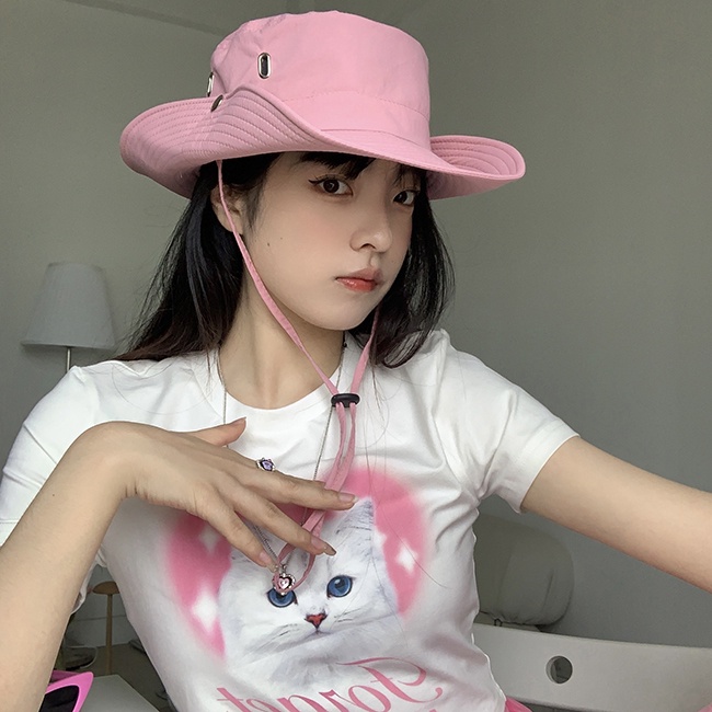 Mũ Cao Bồi Chống Nắng Phối Dây Rút Thời Trang Mùa Hè Dành Cho Nữ