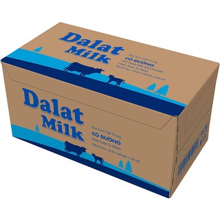 Thùng 48 bịch sữa tươi tiệt trùng Dalat Milk 220ml (có đường/ ít đường/ không đường)