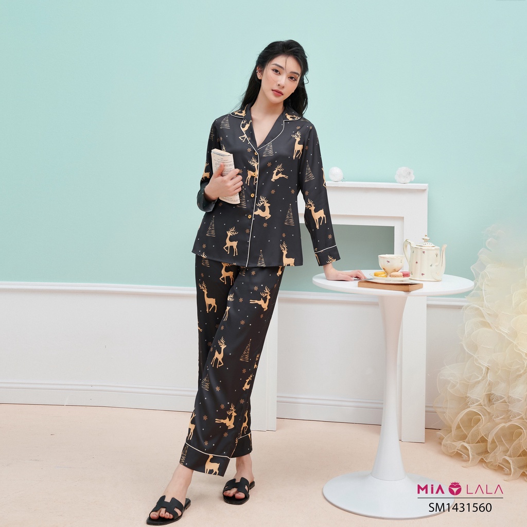 Bộ đồ mặc nhà lụa Mialala áo dài tay, quần dài SM1431560