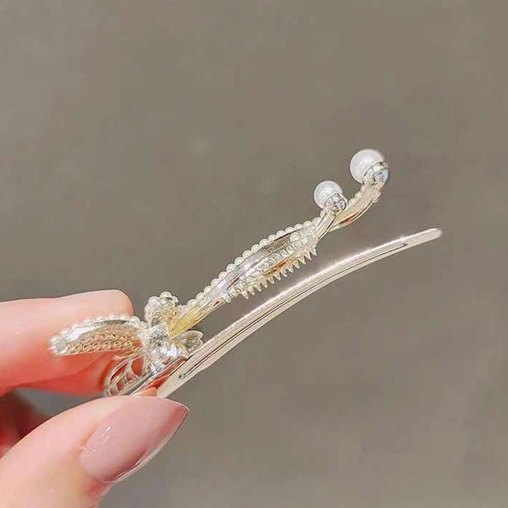 Kẹp tóc mỏ vịt đính ngọc trai giả sang trọng thời trang cho nữ