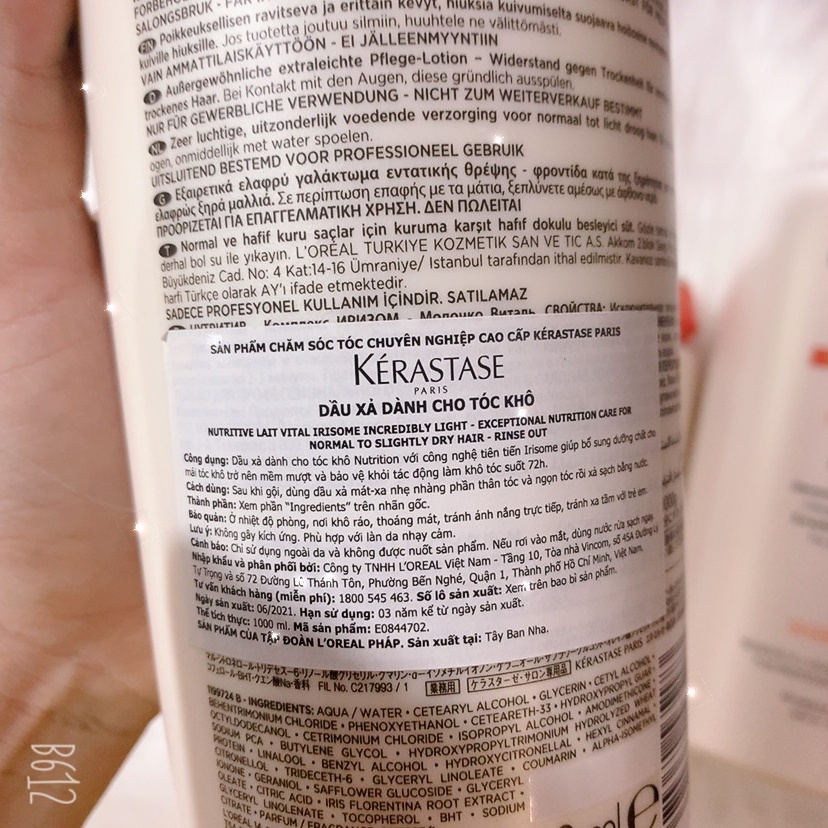 Dầu gội xả dành cho tóc khô Kerastase Nutritive 250ML/1000ML