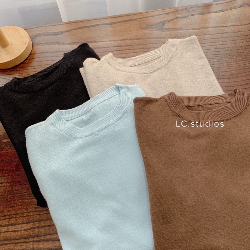 Áo len mịn cộc tay cổ tròn | BigBuy360 - bigbuy360.vn