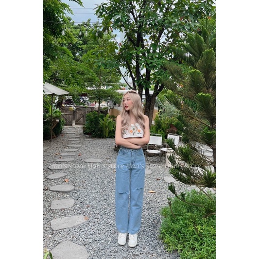 ÁO CROP LEN MÓC PHỐI VIỀN XANH SIÊU XINH