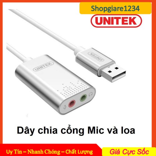 USB sound UNITEK Y247 -Chuyển cổng USB ra 2 cổng âm thanh và micro jack 3.5mm
