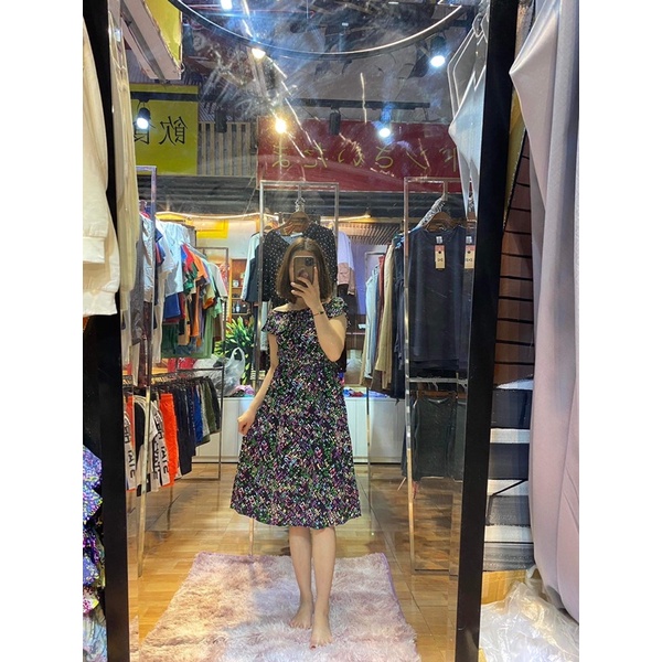 (HOT) Đầm nữ chun eo cổ bèo hai túi hông