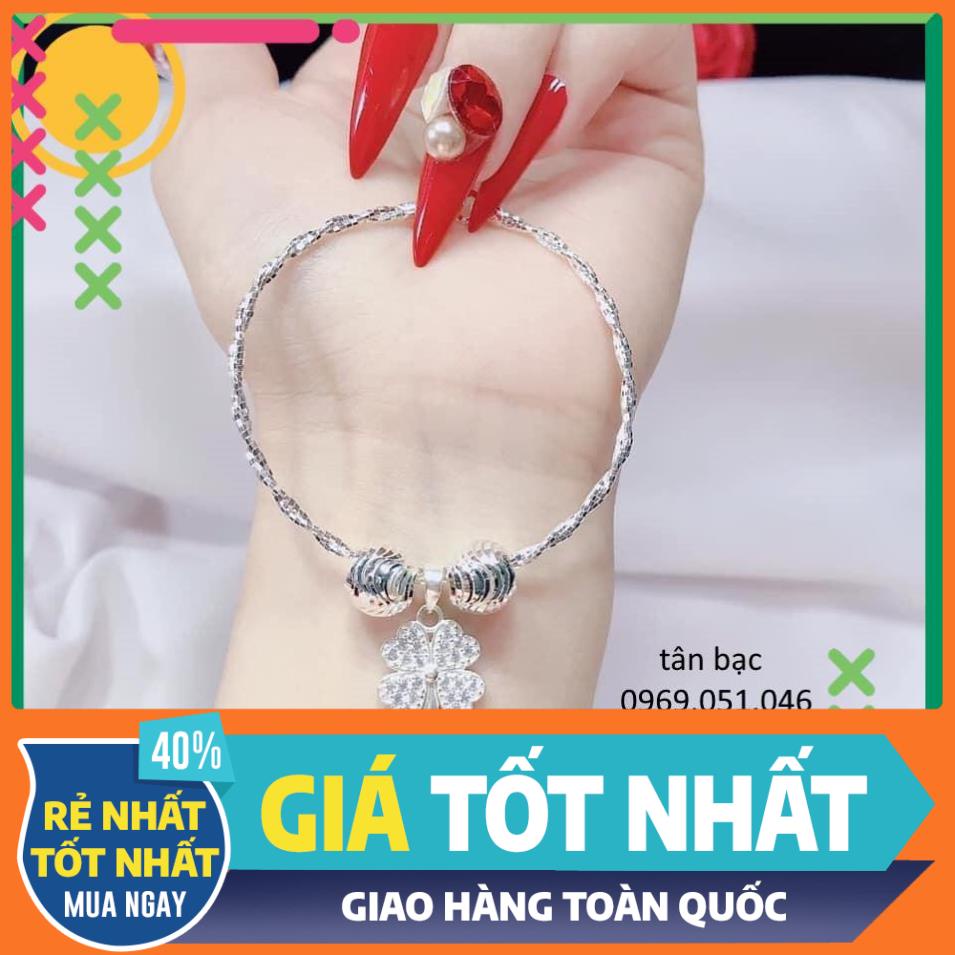VÒNG TAY BẠC HÌNH CỎ 4 LÁ , TREO CHAM CỰC KỲ TRẺ TRUNG , HÀNG CHUẨN Y HÌNH, shop có đủ size