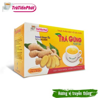 Trà Gừng Hòa Tan 200g (20 Gói x 10g) Giúp Giảm Đau Bụng, Làm Ấm Bụng, Nhiễm Lạnh Tay Chân