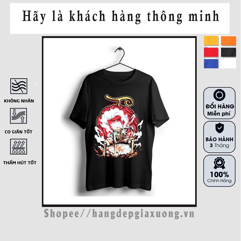 SALE 50% Áo thun one piece in hình luffy gear 5 nika màu đen - có size trẻ em
