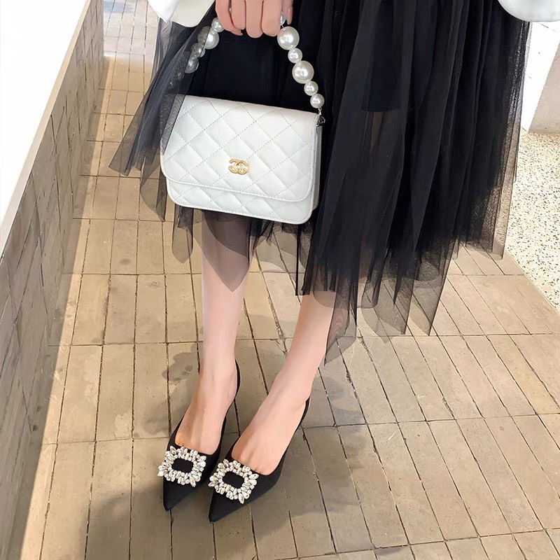 Sandal gót - Sandal Slingback Capella Khoá Đá Vuông 8p Hàng VNXK