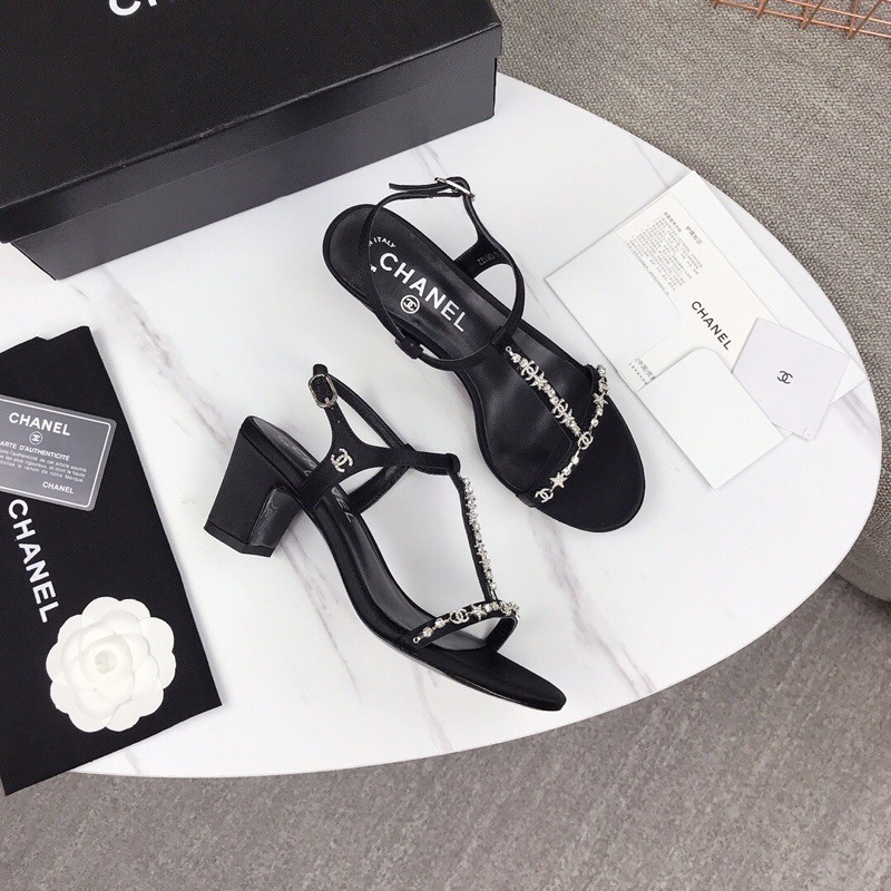 Dép đế cao dây đính đá nhỏ dây khoá tuỳ chỉnh 𝘾𝙝𝙖𝙣𝙚𝙡 CN 𝘾𝙝𝙖𝙣𝙚𝙡