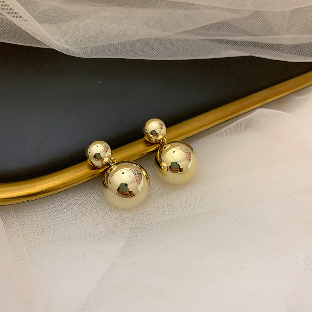 Khuyên Tai Kim Loại Đính Hạt Châu Phong Cách Retro Thời Trang Hàn Quốc