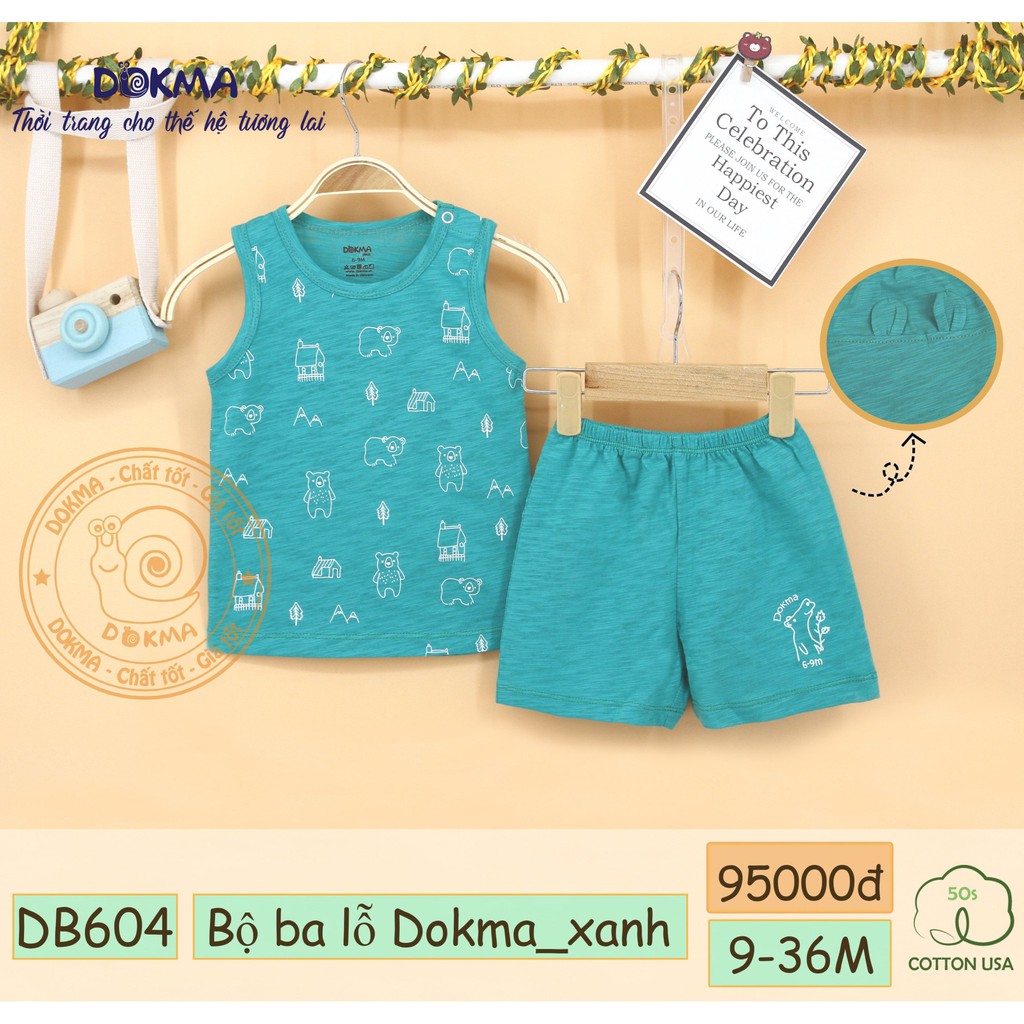 Bộ ba lỗ/sát nách vải cotton cho bé - DOKMA