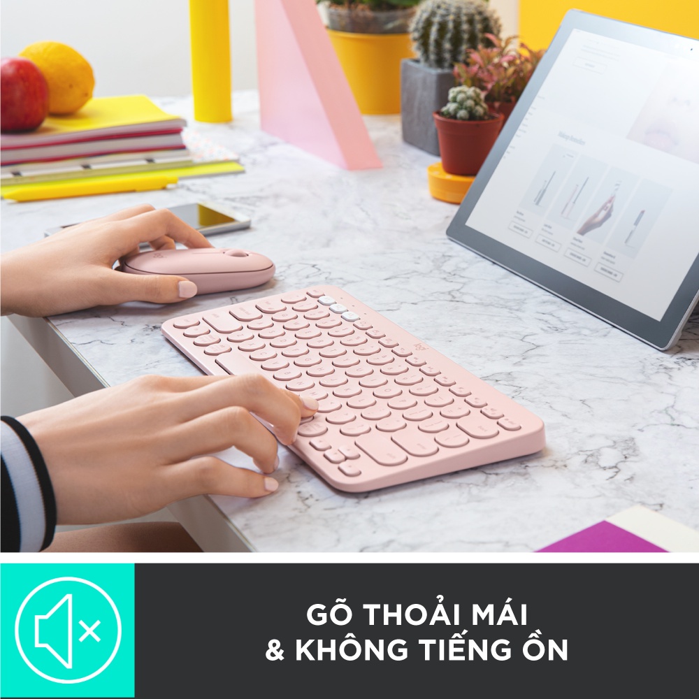 Bàn phím Bluetooth không dây thiết kế phím tròn cao cấp, tiết kiệm pin phím ấn giảm tiếng ồn, nhiều màu sắc dễ thương