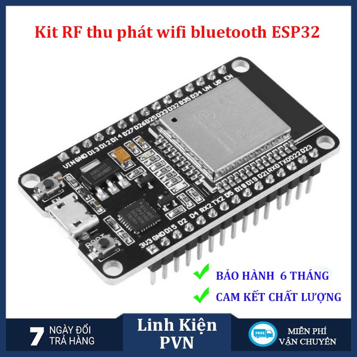 Kit thu phát wifi bluetooth ESP32 chip CP2102 chính hãng bảo hành 6 tháng  (kit thu phát IoT)