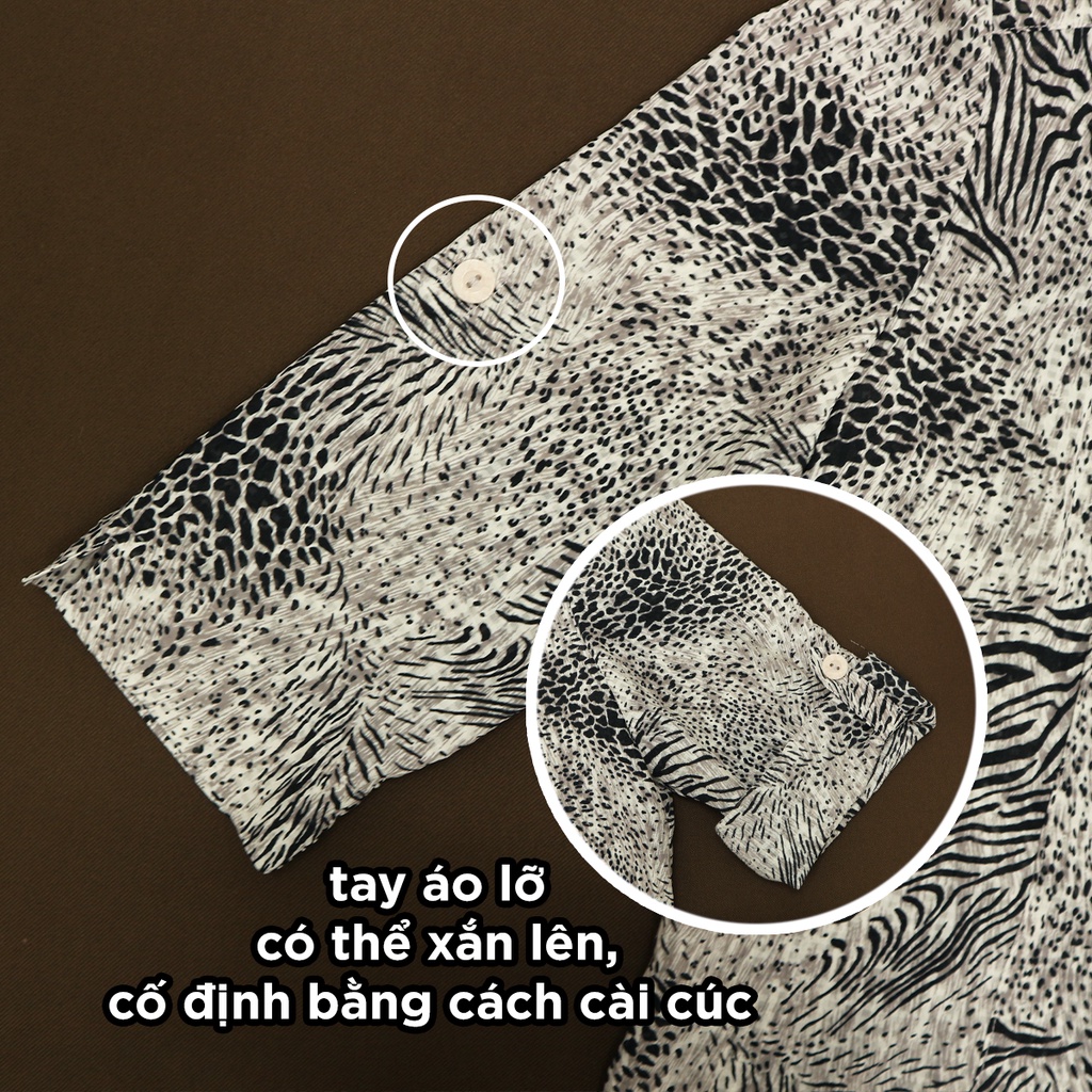 Áo sơ mi vin Nhật hoạ tiết vằn vện đốm