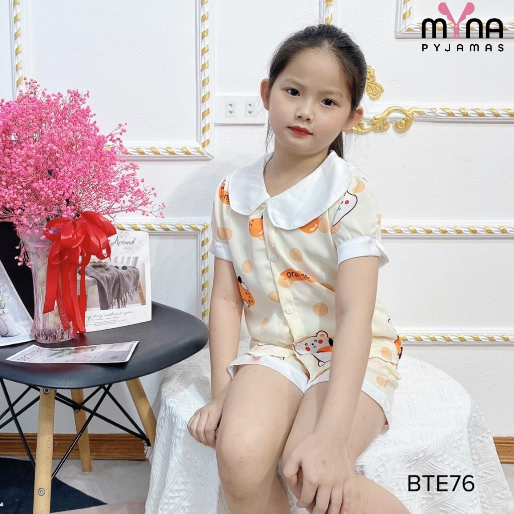 Bộ pyjama đùi bé gái cổ sen, chất lụa mango mềm mát - Myna Pyjamas