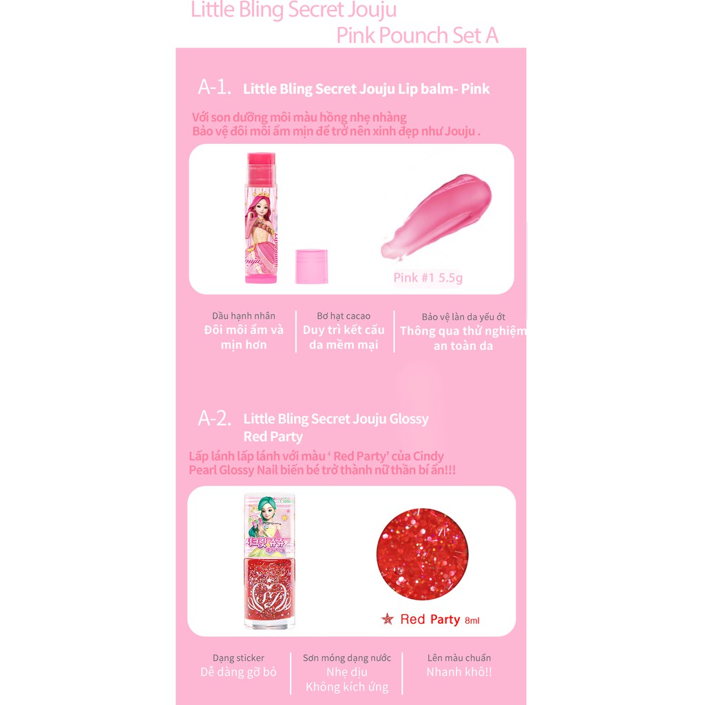 Set trang điểm cho bé Little Bling Secret Jouju Pink Pounch | BigBuy360 - bigbuy360.vn