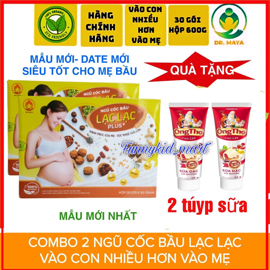 (Combo 2 hộp) Ngũ cốc bầu lạc lạc Mẫu mới nhất - Ngũ cốc bà bầu Lạc Lạc Plus giàu dinh dưỡng tặng kèm quà