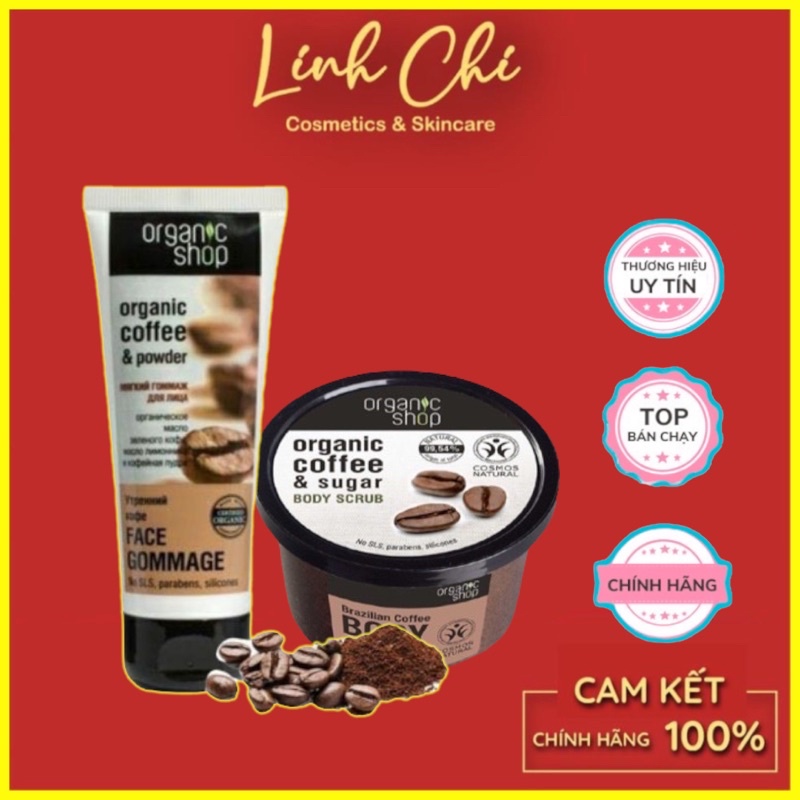 Tẩy Da Chết Mặt Cafe Organic shop Organic coffee &amp; powder