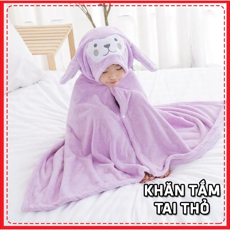 Khăn Choàng Tắm Vải Cotton Lông Cừu Cao Cấp Siêu Mềm Mại Siêu Thấm Hút Tốt Dành Cho Bé Sơ Sinh, Trẻ Nhỏ