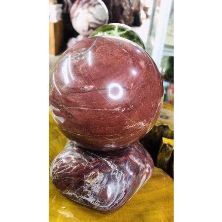 Bi đá màu đỏ spentine đk 13 cm