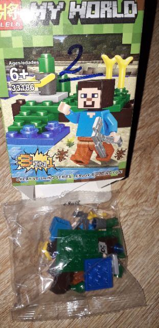 Lắp ráp 1 hộp Lego_MineCraff_MyWord 46070 hoặc 33186 có nhiều chi tiết bằng nhựa ABS