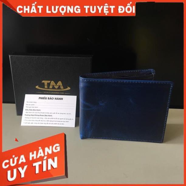 [ Da Cao Cấp 100% ] Ví Nam Da Bò Pullup 3 Màu Xanh Navy, Xanh Rêu, Nâu VB16