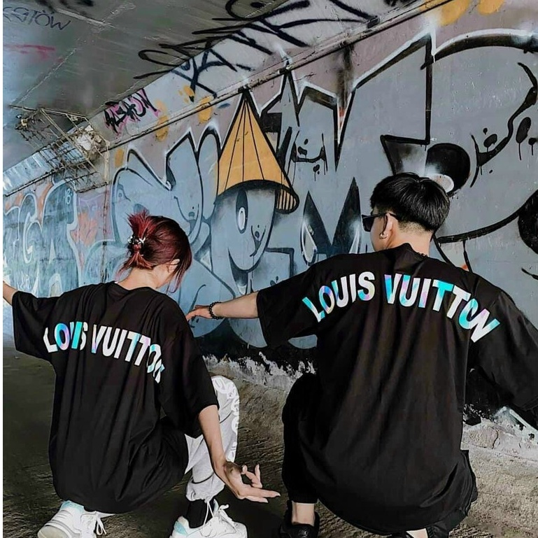 Áo thun, áo phông nam nữ Unisex họa tiết phản quang 7 màu in chữ LUISSVUITUOI