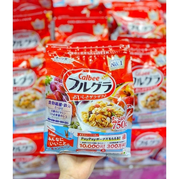 Ngũ cốc ăn sáng, Ngũ Cốc dinh dưỡng Calbee đỏ 750g Nội địa Nhật Bản - Siêu khuyến mại tại Shop Mẹ Khoai