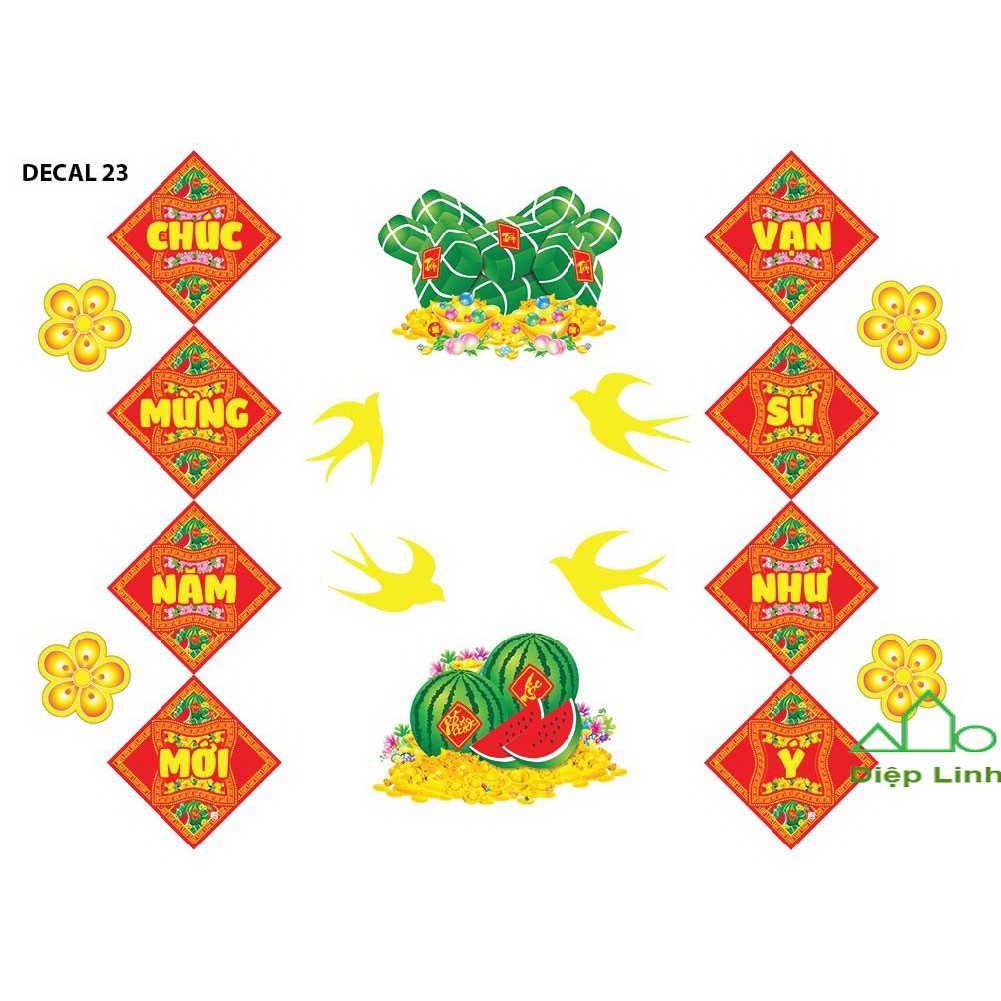 Decal tết decal trang trí 4D Mẫu truyền thống