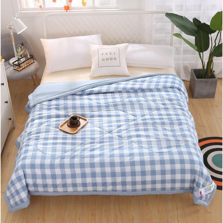 MềnFREESHIPChăn bông cotton hình ca rô 200x230cm, mềm mịn với da, không bị phai màu. 8393