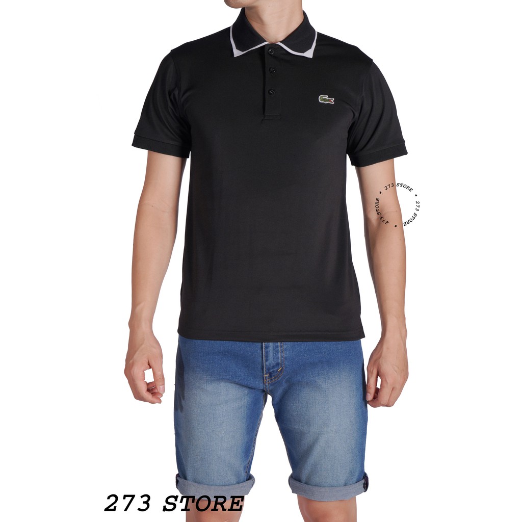 Áo Polo Nam Vải Cotton Cá Sấu Cao Cấp Phối Viền Cổ Tam Giác Trẻ Trung Lịch Lãm