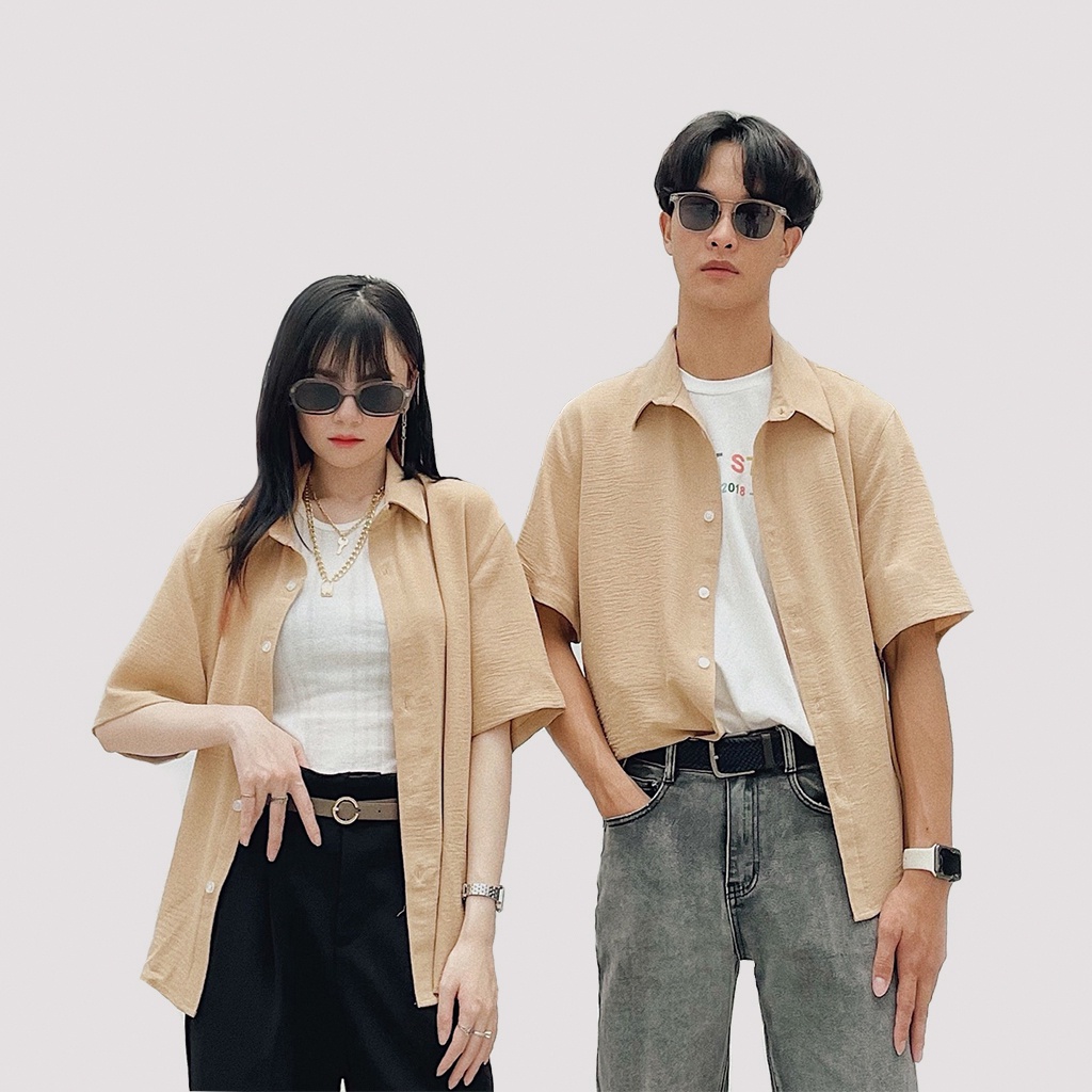 Áo Sơ Mi Nam Nữ Tay Ngắn Unisex Vải Đũi Lụa Chống Nhăn Thoáng Mát QTSM01 | BigBuy360 - bigbuy360.vn