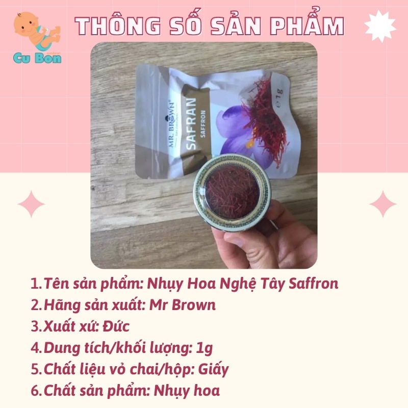 [Hàng Loại 1] Saffron Nhuỵ Hoa Nghệ Tây Loại 1 Hàng Đức Nội Địa Tiêu Chuẩn Châu Âu 1 Gram/ Túi Chất Lượng Cao