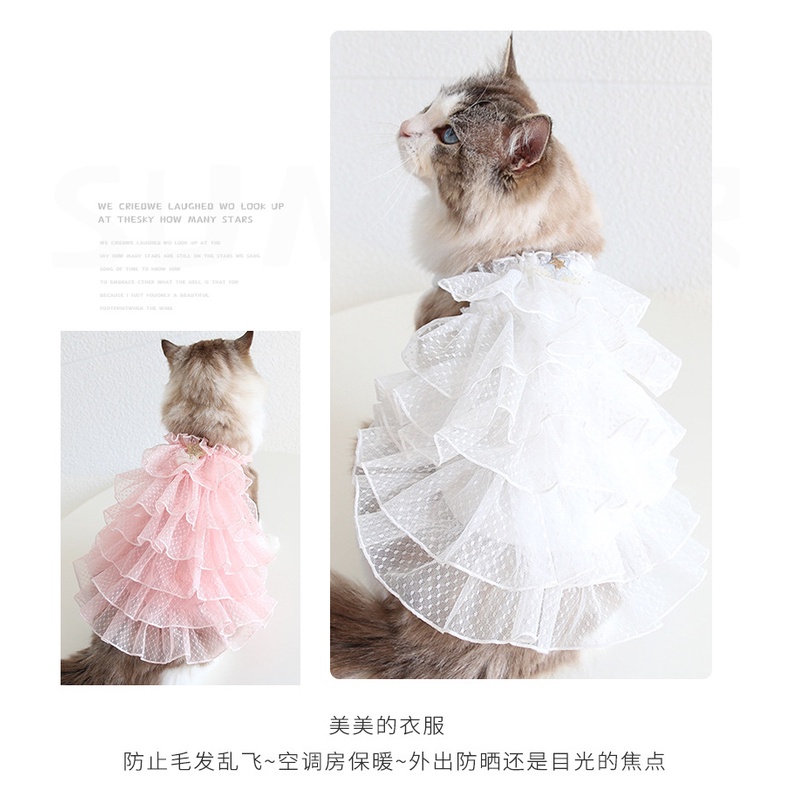 Váy hai dây voan bi tầng đính ngôi sao CAMQUYTSTORE cho chó mèo