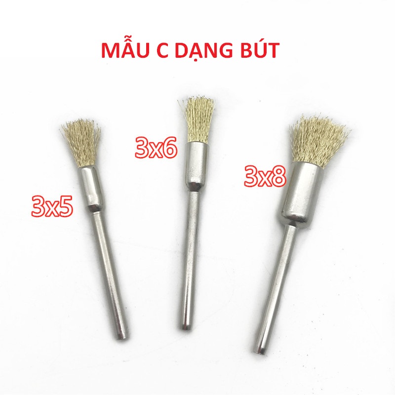 SV Chổi đánh rỉ sợi đồng cho máy mài khuôn trục 3mm (bán lẻ)