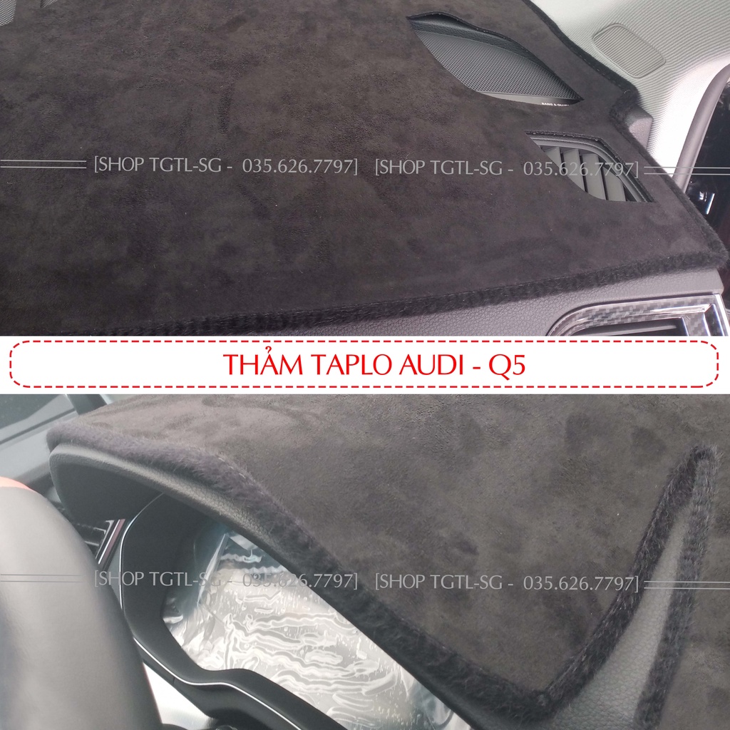 [AUDI Q5 đời 2020] Thảm bảo vệ Taplo oto loại da vân gỗ,da cacbon,da nỉ đen và nhung lông cừu dày 3 lớp