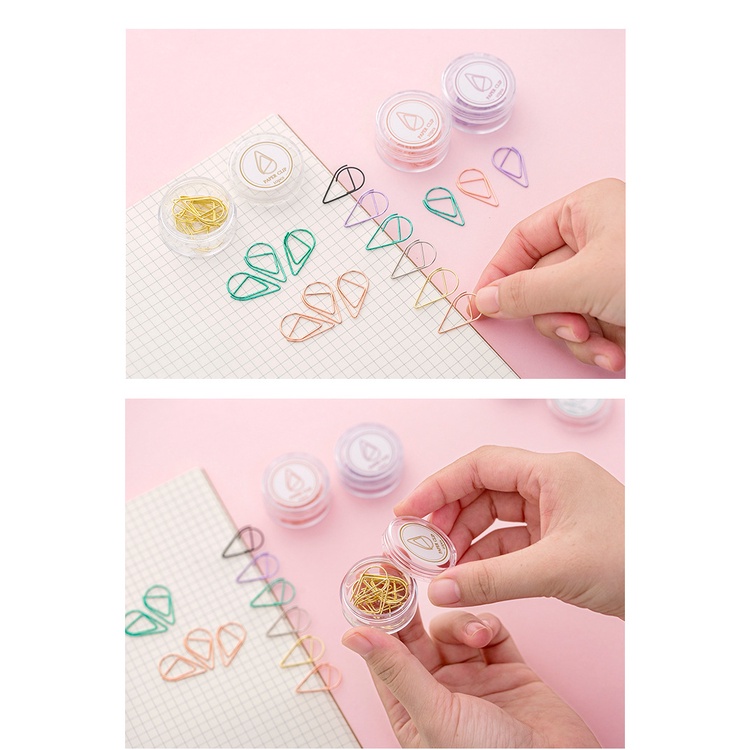 Set 10 Kẹp Giấy Kim Loại Hình Giọt Nước Dễ Thương