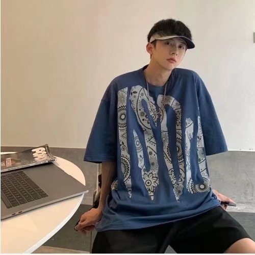 Áo Thun Nam Tay Ngắn In Hình Hoa Trẻ Trung