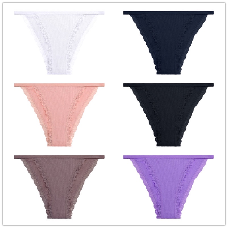Bộ 3 quần lót nữ CUTEBYTE bằng cotton phối ren gợi cảm dễ thương