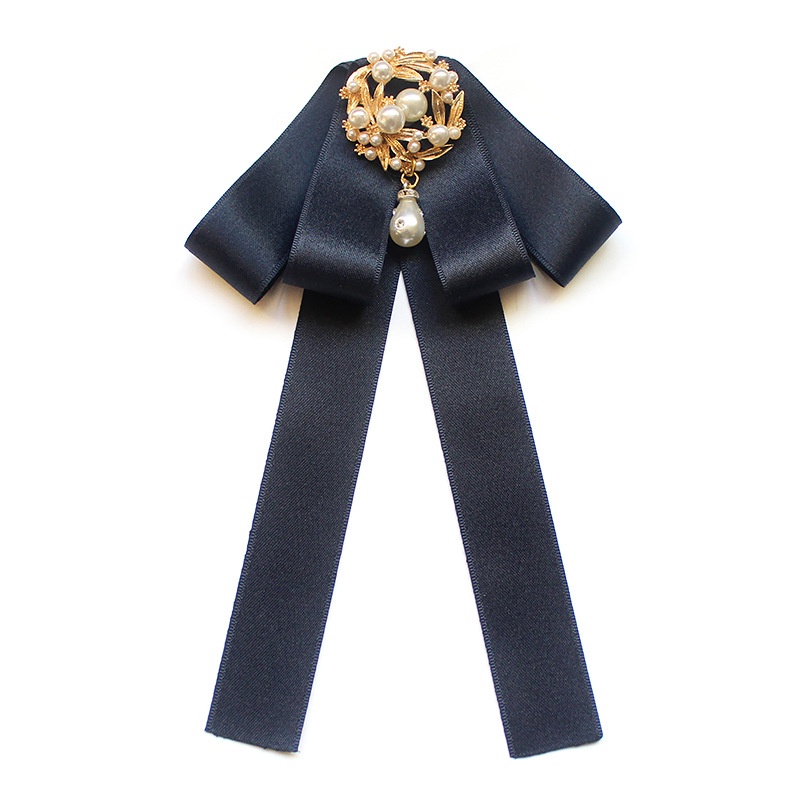 Cà Vạt Nơ Đồng Phục Chuyên Nghiệp Đính Hạt Ngọc Trai Thanh Lịch Cho Nữ