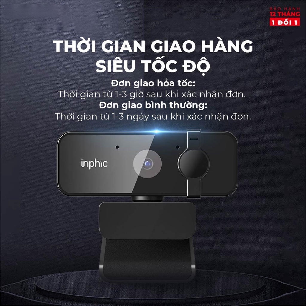 Webcam INPHIC UC10 Full HD 1080p Cực Nét Có Mic Dùng Cho Máy Tính Laptop Hỗ Trợ Học Tập và Làm Việc Online