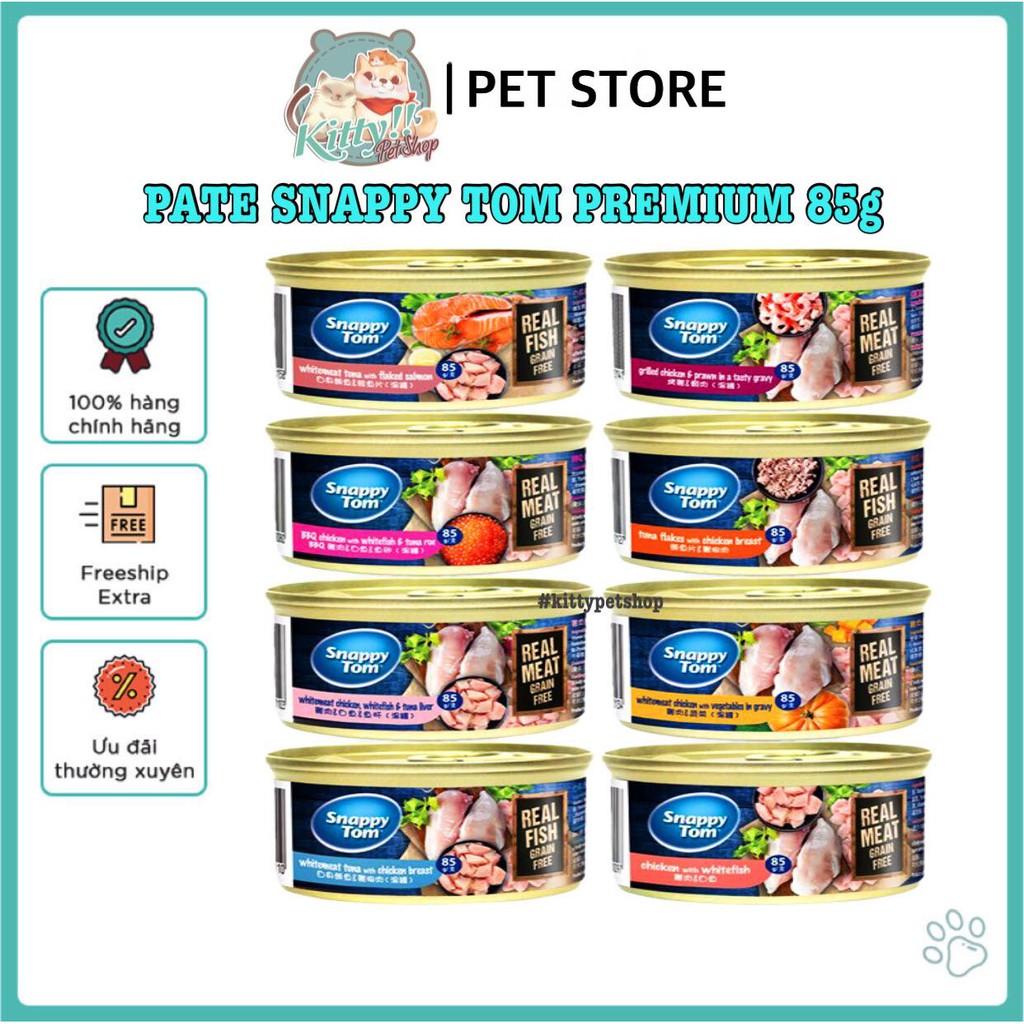 Thức ăn pate Snappy Tom Premium 85g dành cho mèo. Thức ăn cho mèo dạng sốt - Kitty Pet Shop