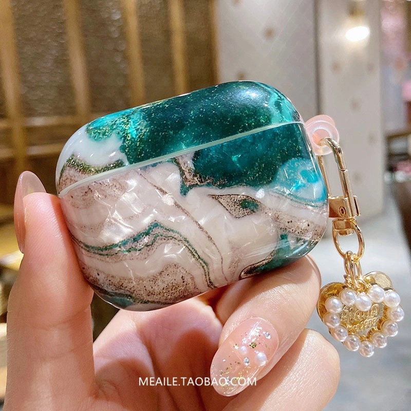 Miimall Airpods 3 Vỏ bảo vệ hộp đựng tai nghe Airpods1/2/AirPods Pro kết cấu vân đá hoa cương bằng silicon gắn dây treo ảipods 3 case