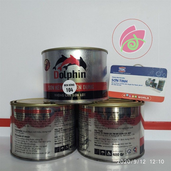 Sơn sắt mạ Kẽm Dolphin Nhiều màu (3 trong 1)- lon 400gr