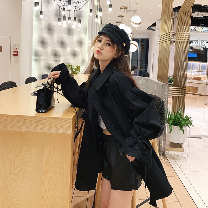 Áo khoác gió dáng rộng thiết kế mới thời trang mùa xuân thu theo phong cách Hàn Quốc 2021 xinh xắn cho nữ 2021