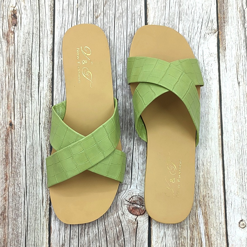 Dép nữ thời trang đi biển Maia - quai ngang đan chéo vân cá sấu phong cách Hàn Quốc MA5862 (nhiều màu)